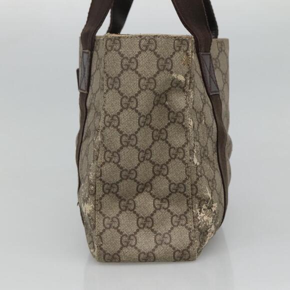 GUCCI GG Supreme Hand Bag Pvc Beige Brown Silver - Picture 5 of 16